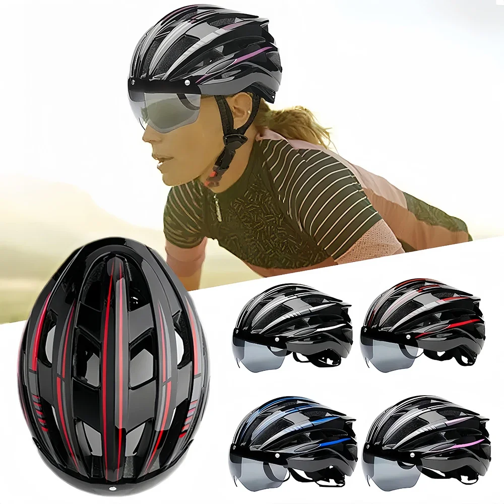 

Adjustable Bike Helmet with Detachable Magnetic Goggles UV Protective Bicycle Helmet Men Women Mountain Road Adult CyclingHelmet