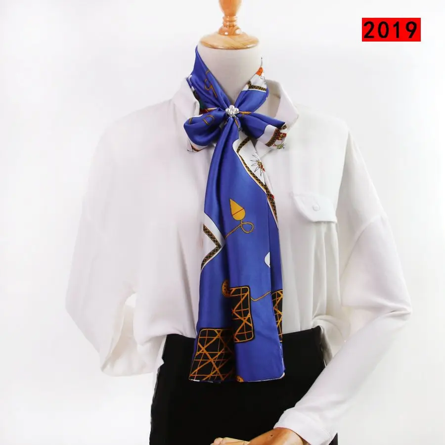 

Королевский синий высококачественный узкий длинный шелковый шарф, новая весенне-осенняя универсальная двухслойная двусторонняя галстук-бабочка, одинаковая рубашка, одежда