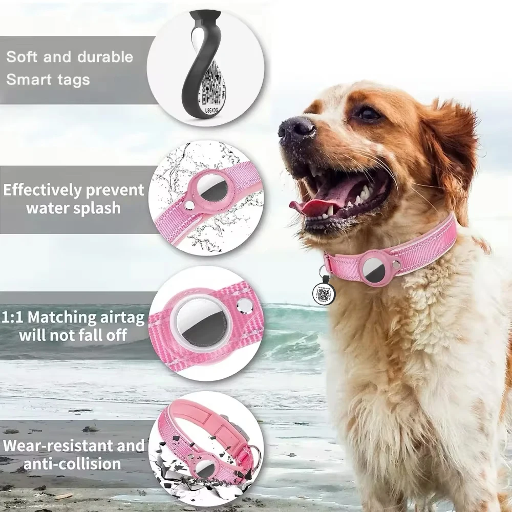 New 2-in-1 Dog Collar With Airtag Holder and Smart Tags for Anti-lost Protective GPS Trackers Airtag Case Suit Pets Dogs Cat