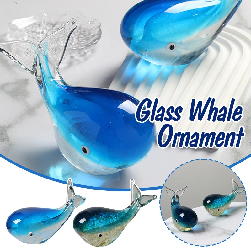 

Colored Glaze Luminous Whale Figurine Decoration Glass Whale Statue Marine Animal Sculpture Home Office Artwork Decor Ornaments