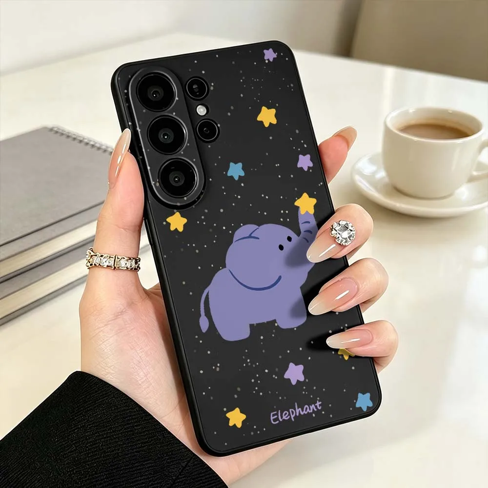 Cartoon Anime Elephant Gift For Samsung Galaxy S26 S25 S24 S23 S22 S21 S10 FE Plus Edge Ultra Black Phone Case