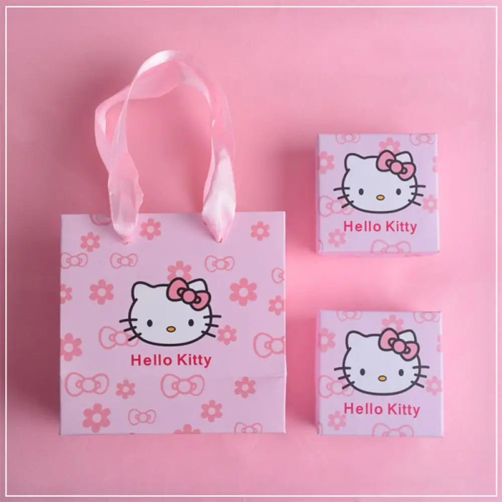 Sanrioed Hello Kitty Gift Box Gift Bag High-End Kawaii Cartoon Jewelry Pink Kt Accessories Packing Box Cute Cartoon Girl Heart