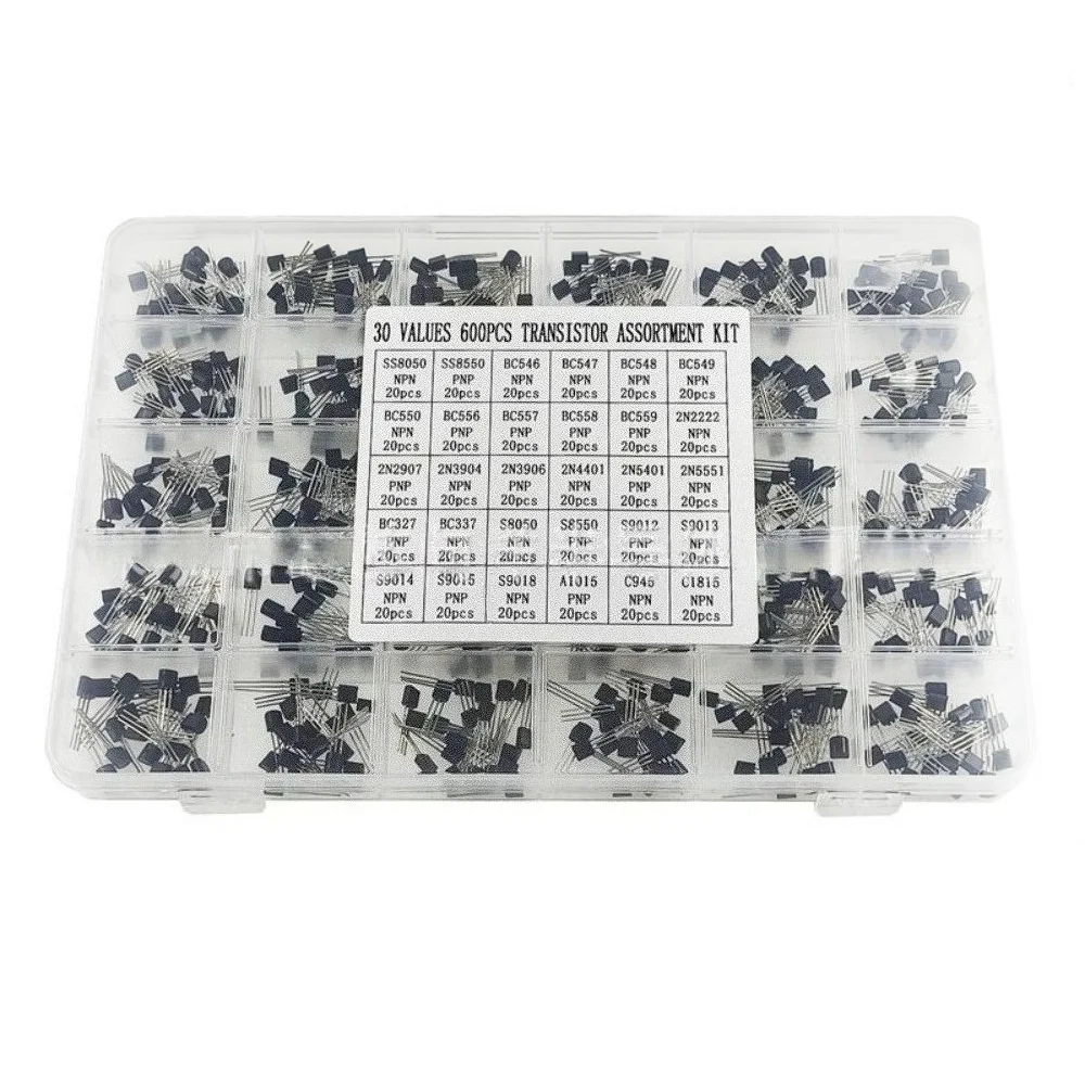 

600PCS TO 92 Transistor Assortment Kit 30 Values 20PCS Each NPN PNP Through Hole DIY Electronic Components