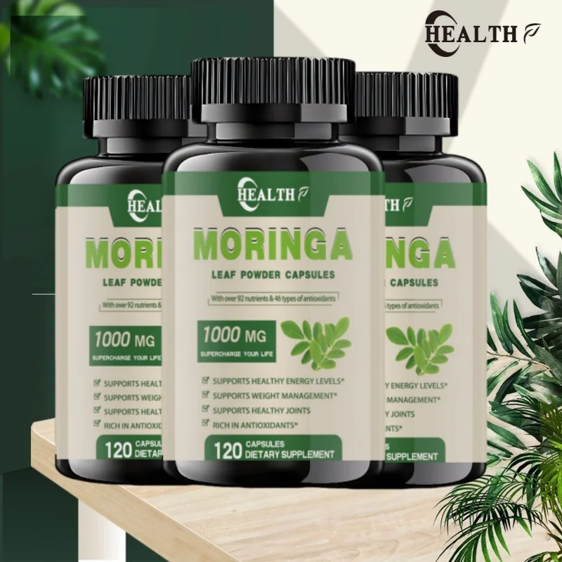 Originale und reine Moringa-Blatt-Pulverkapseln, organische Zertifizierung, natürliche Moringa-Blatt-Lebensmittel enthält ätherische Aminosäuren