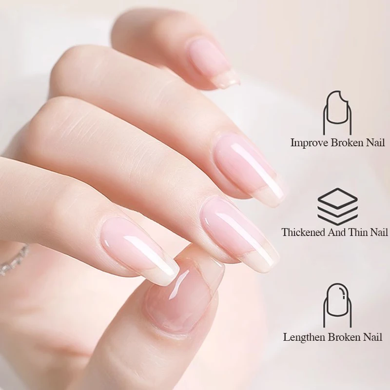 15ML Fiberglass Rubber Base Gel Nail Polish For Broken Nail Repaired Clear Quick Building Soak Off UV Construction Gel Varnish