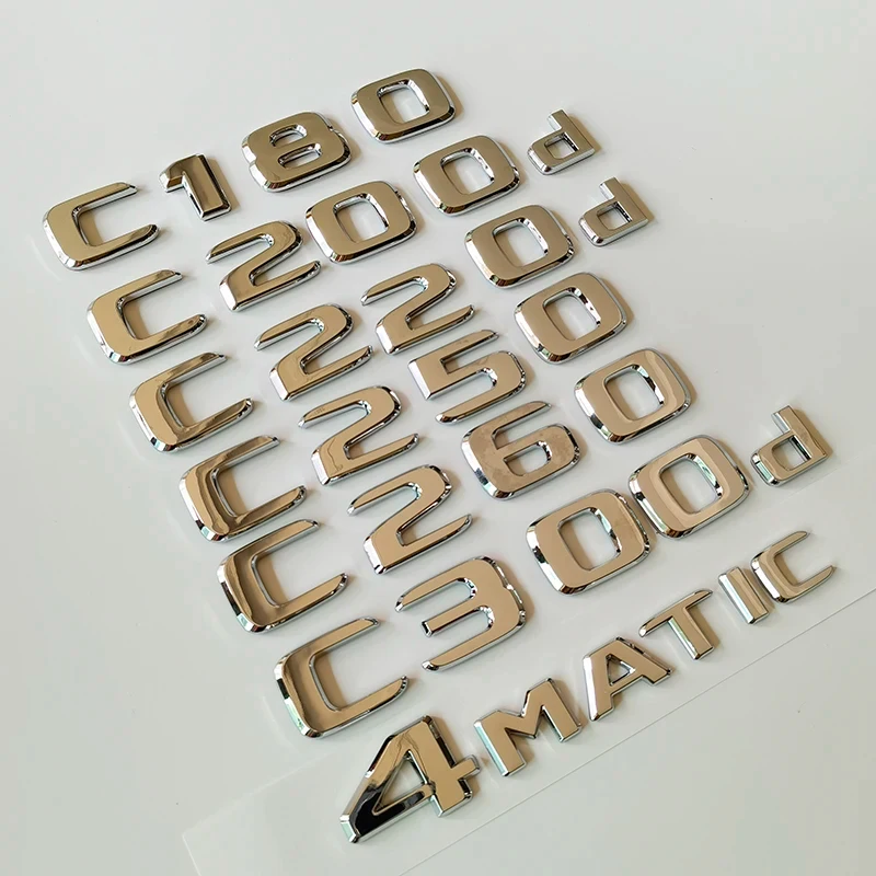 Letters C180 C200 C220 C220d C250d C260 C300d 4Matic ABS Car Emblem for W204 W205 C205 S205 W206 Nameplate Logo Sticker - view 3