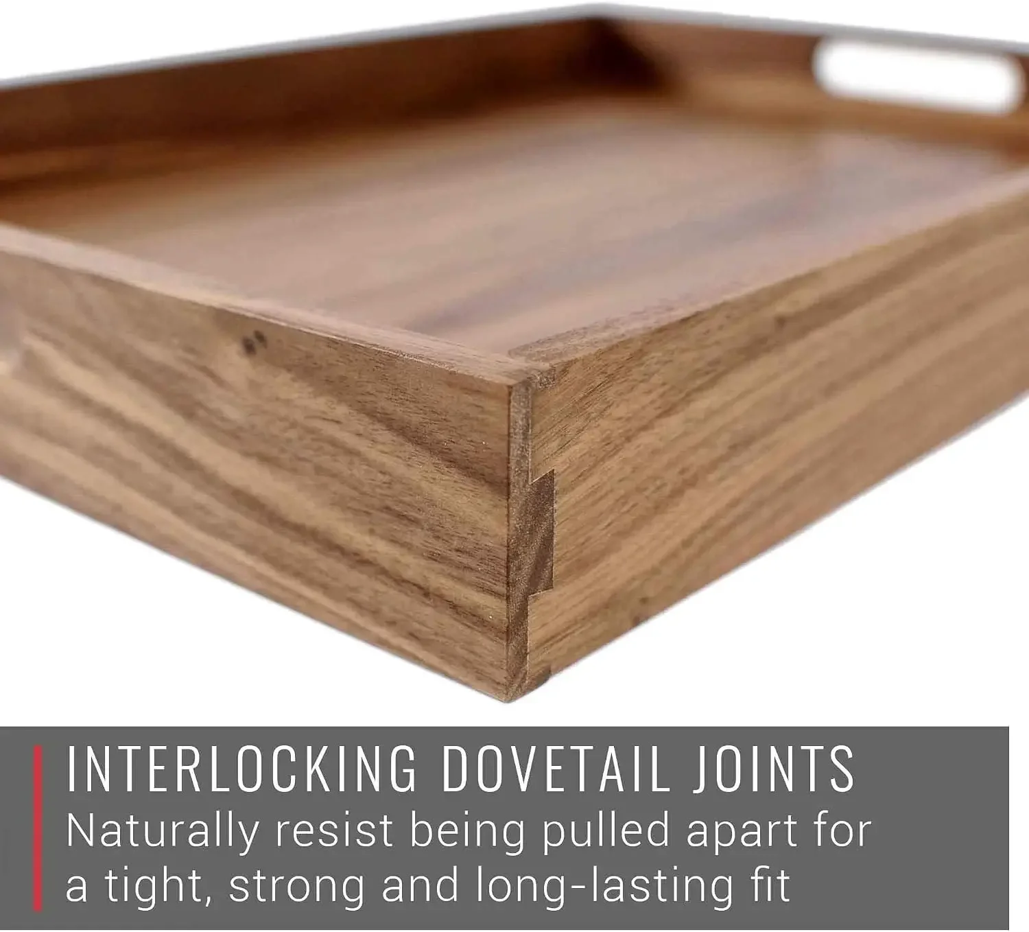 Walnut Wood Serving Tray with Handles - Serve Coffee, Tea, Cocktails, Appetizers, Breakfast in Bed or for Ottomans or Desk