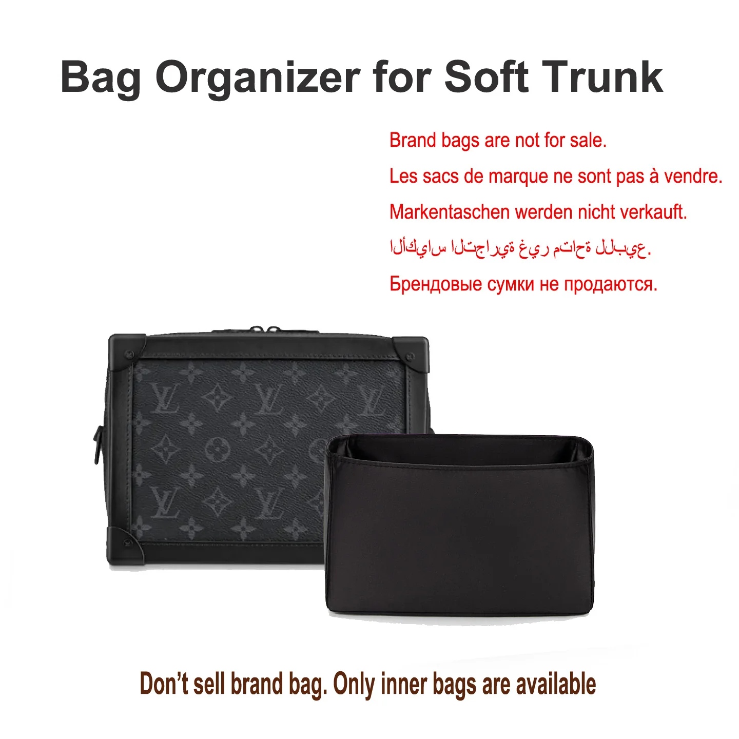 Soft Trunk Bag Organizer Insert, Satin Handbag Liner, Multi Compartment Purse Inner Storage Bag, Protect Bag Shape Accessories