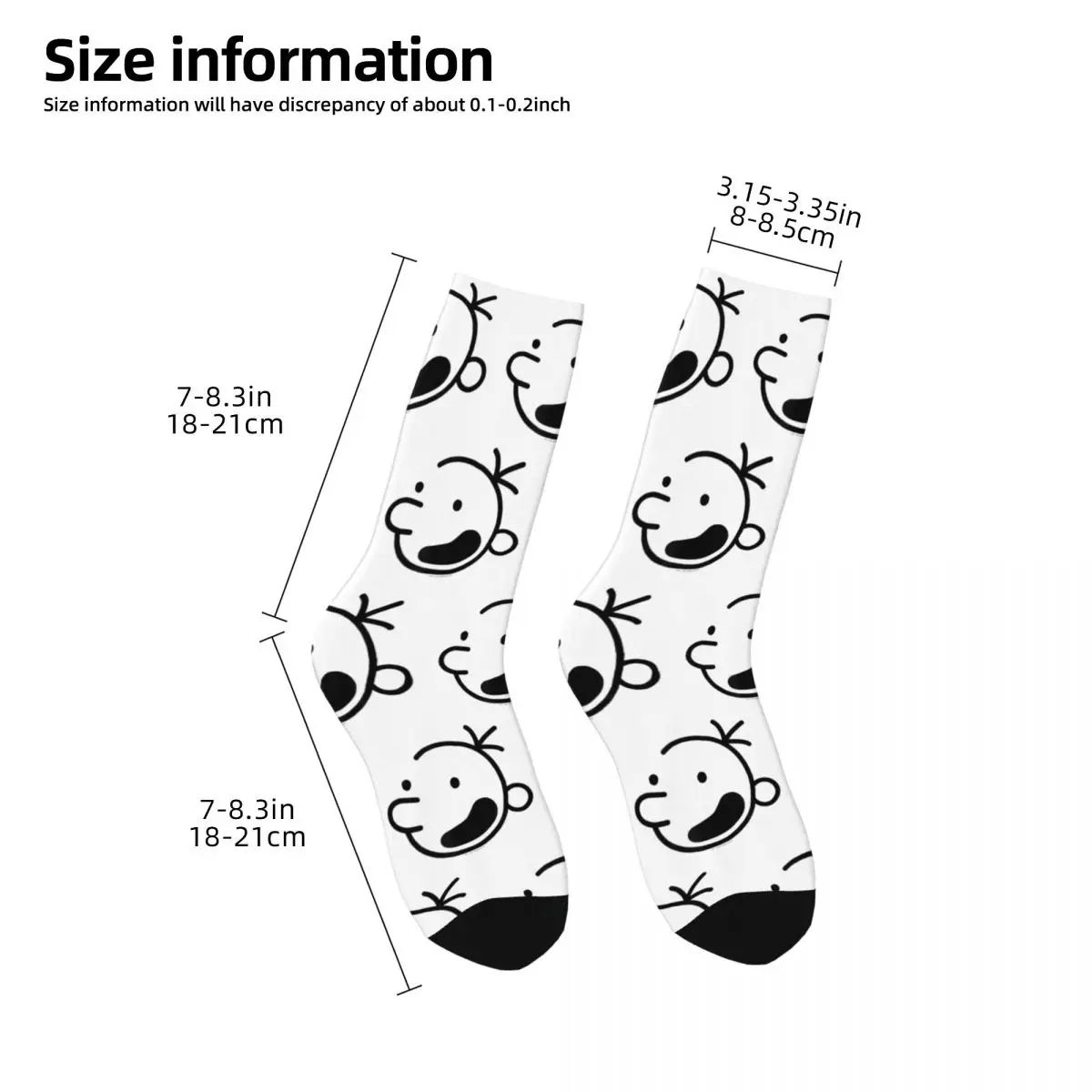 Crazy Design Wimpy Kid Head Loded Diper Basketball Socks Diary of a Wimpy Kid Polyester Crew Socks for Women Men