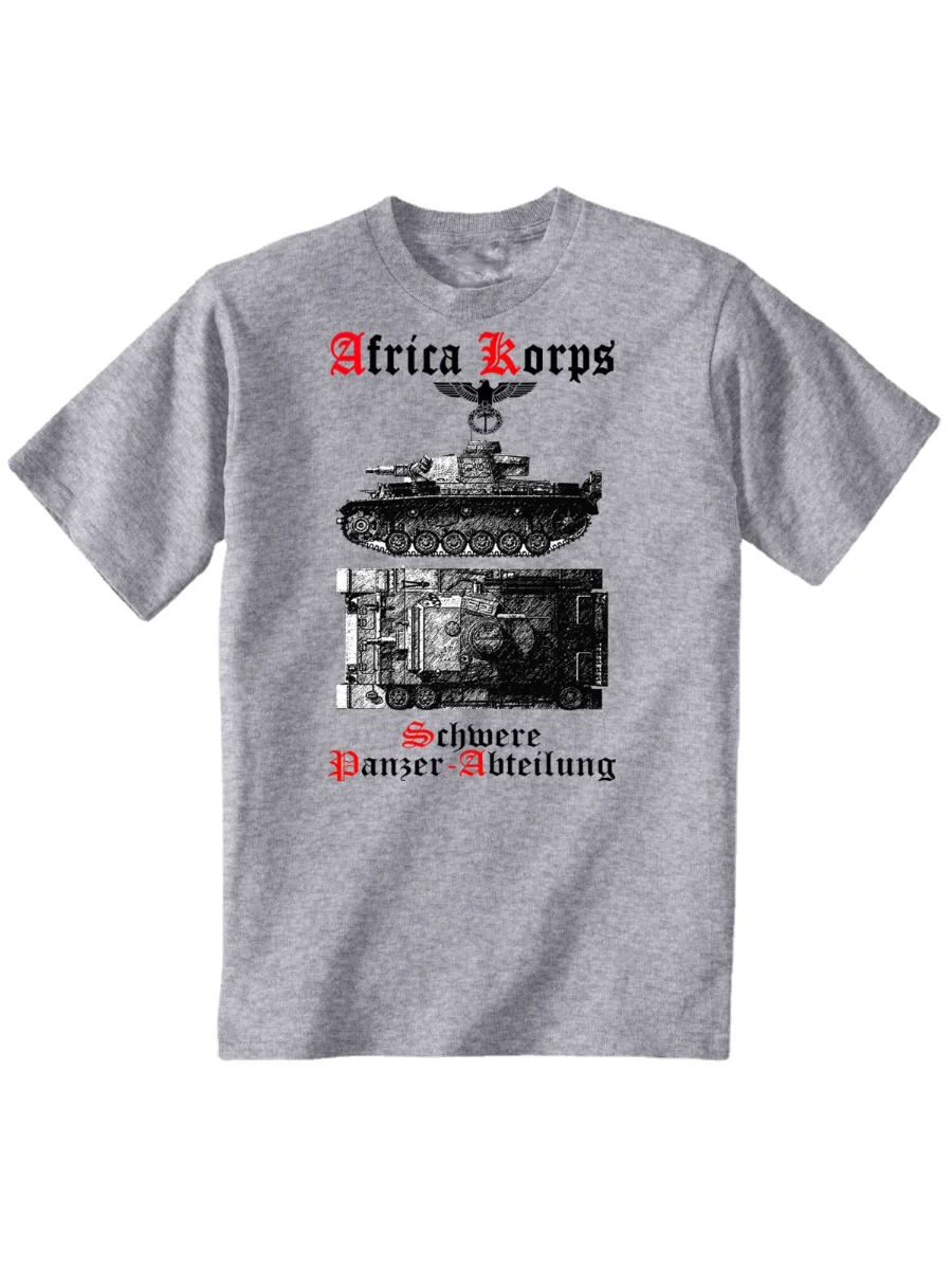 WWII Bundeswehr Africa Corps Heavy Panzer Department Panzer III Tiger Tank T-Shirt. Cotton Short Sleeve O-Neck Mens T Shirt New