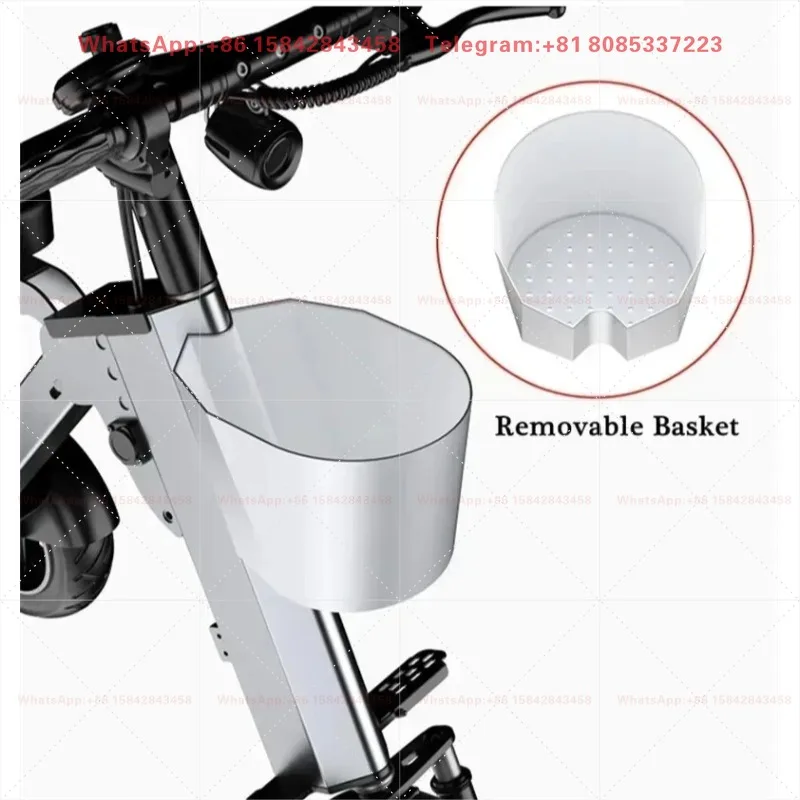 36V 450W Portable Folding Adult Three Wheel Scooter 10 Inch Aluminum Frame With Storage Basket