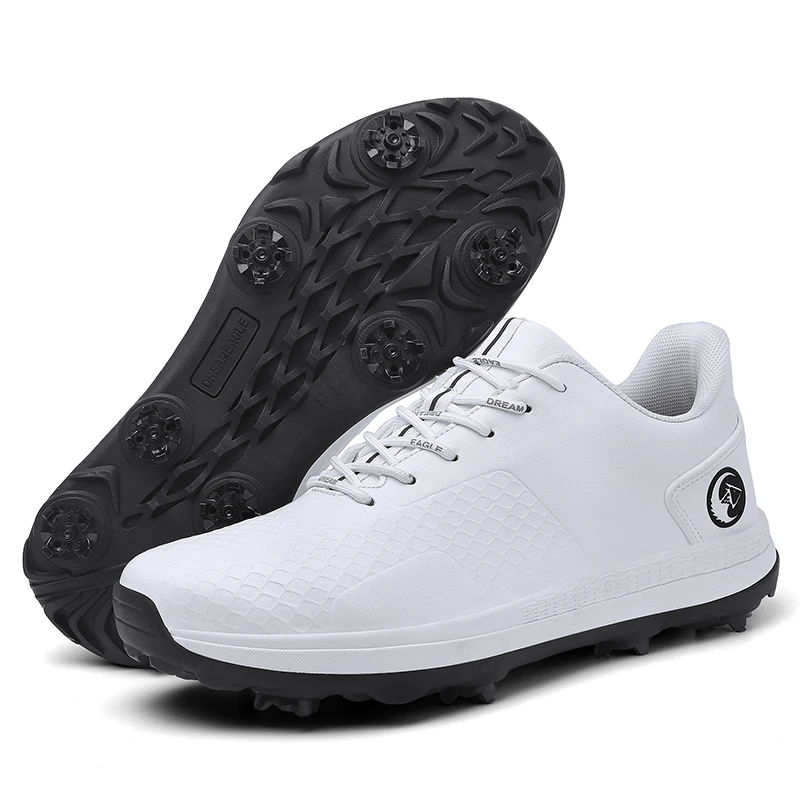 2023 New Men's Waterproof and Anti slip Golf Shoes Training Shoes Simple and Comfortable Casual Sports Shoes White