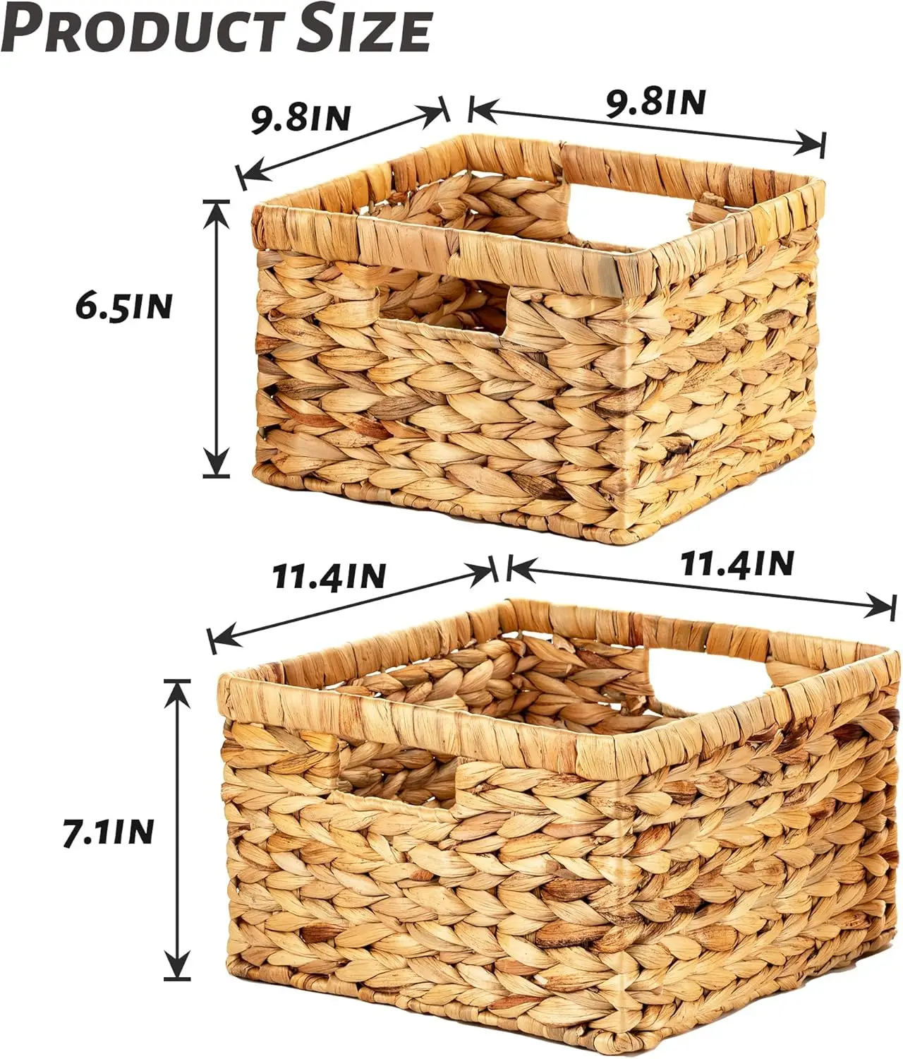 Wicker  Baskets, Water Hyacinth  Baskets for Organization, Hand Woven Wicker  Cubes,  , Natural Water Hyacinth  Baskets-2-Pack, 