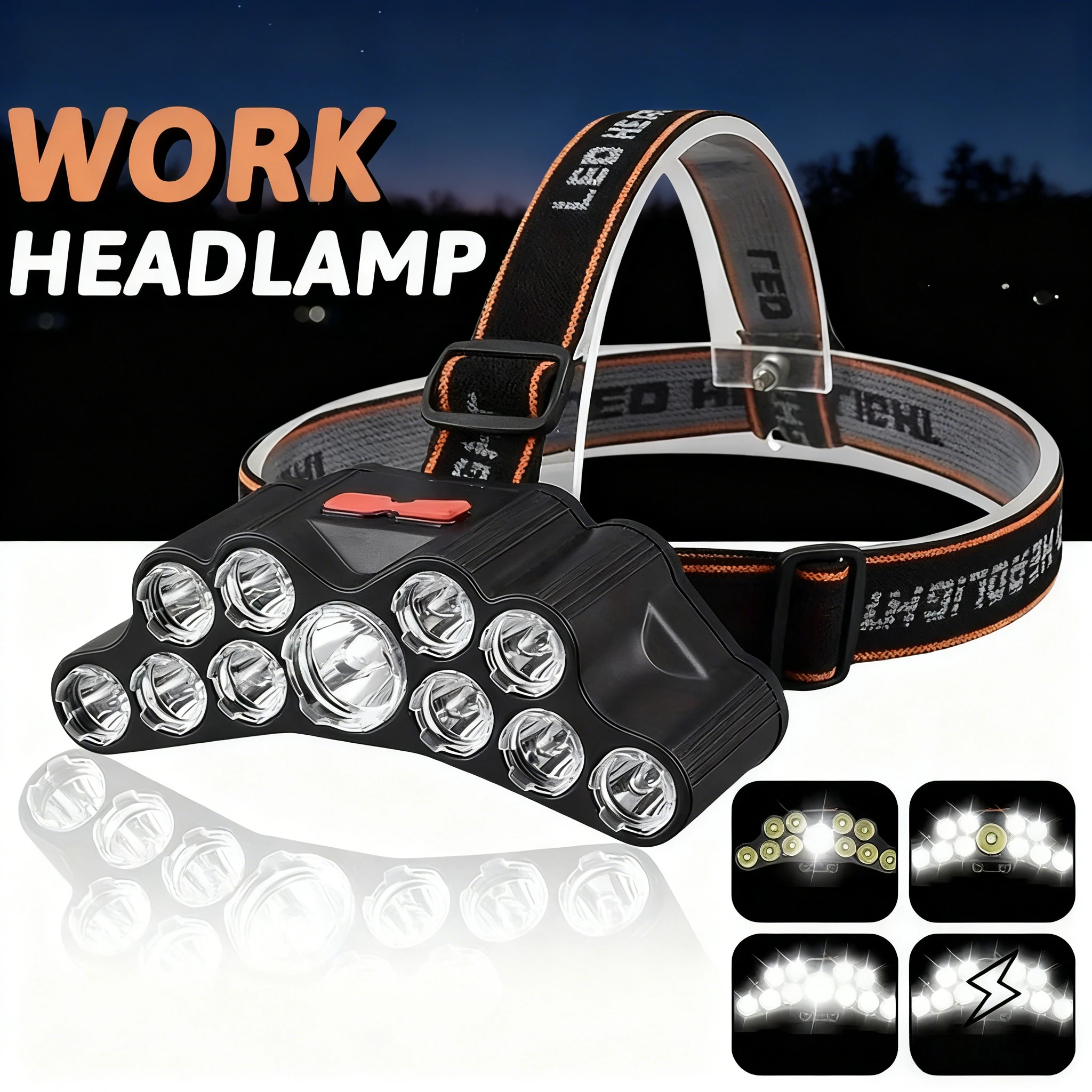 LED Headlamp Strong Light Head Lamp Rechargeable Headlight Built-in 18650 Battery Flashlight for Outdoor Camping Fishing Lantern