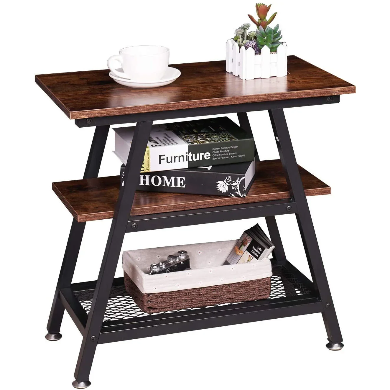 

-Multi Shelves Bookcases Metal Wooden Book Storage Holders For Home