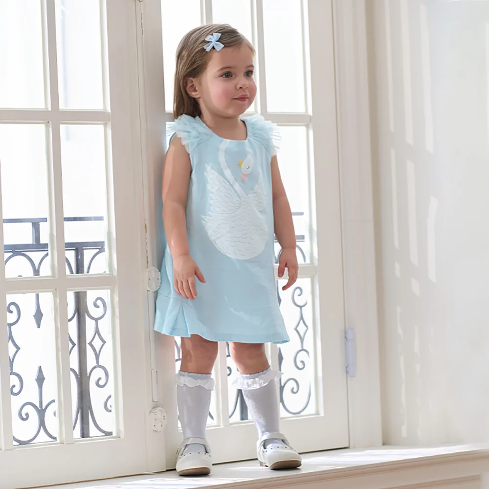 Dave Bella Elegant Dress For Girls Autumn Spring Short Sleeves Children Cotton Dresses Outerwear Princess Kids Clothes DB2251486