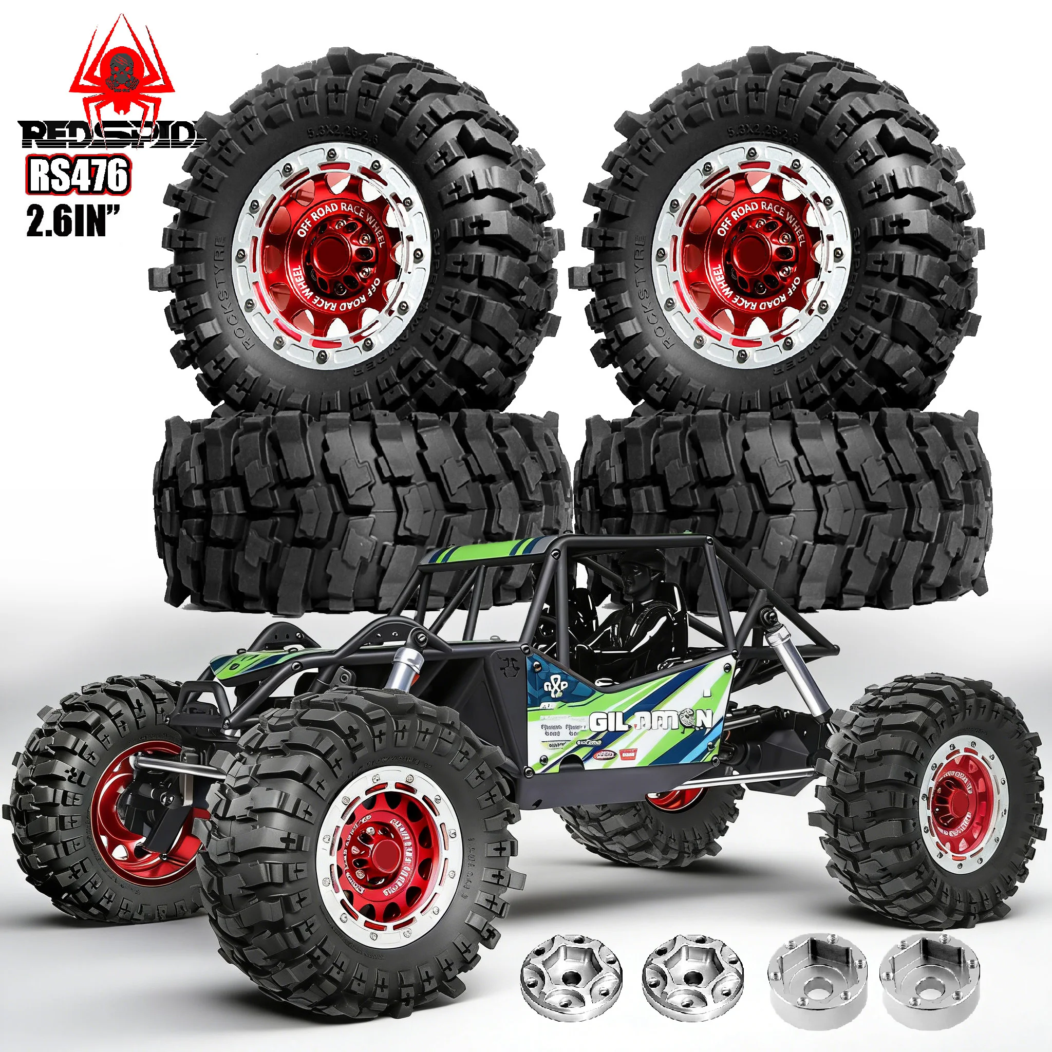 

2.6 Tires All Terrain Soft Rubber Crawler Car Tire & Rim for Rubber Tire & Metal Rims MJX H8H MK07 KM4 Traxxas TRX-4 TRX-6 Axia