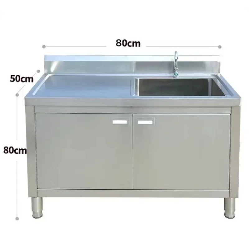 Stainless steel sink cabinet, thickened water kitchen cabinet integrated vegetable washing sink