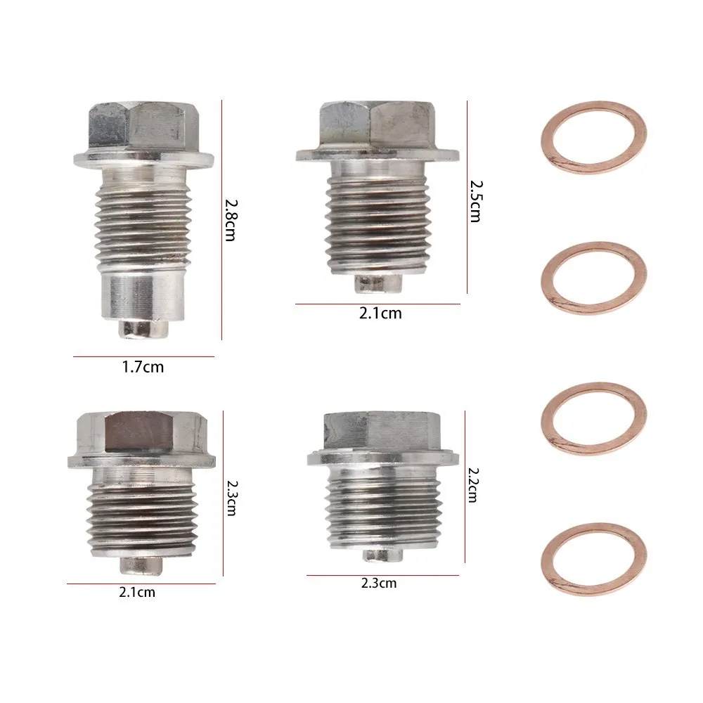 M12x1.25/x1.75 M14x1.5 M16x1.5 M18x1.5 Stainless Steel Magnetic Oil Drain Plug Oil Drain Sump Nuts Car Accessories Metal Bolts