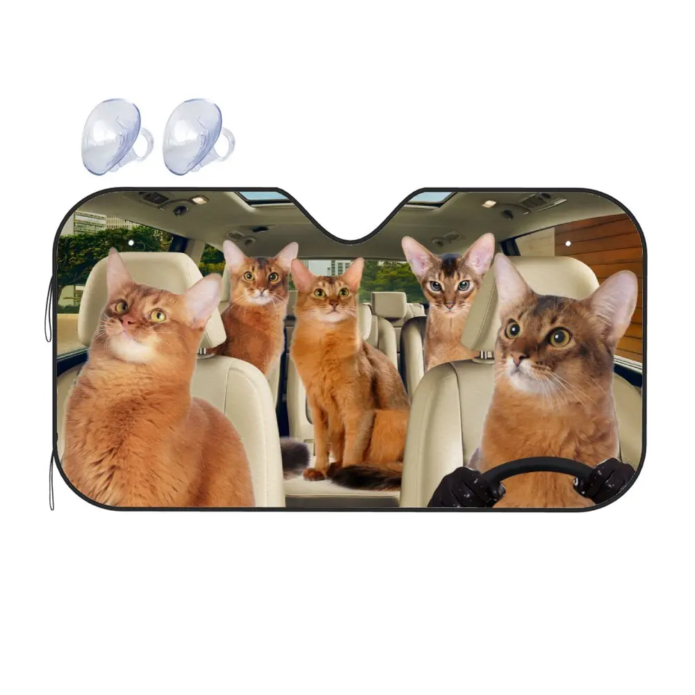 Somali Cat Driving Car Interior Front Windshield Sun Shade,Selkirk Rex Auto Accessories Sunshade for SUV- Blocks Uv Rays Protect