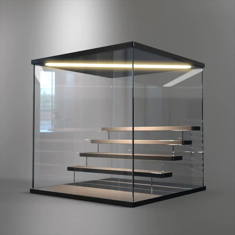 3/5 Layers Acrylic Display Case With LED Light Figurines Toy Blind Box Organizer Dust Proof Dolls Action Figure Display