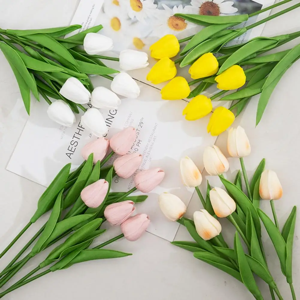 Artificial Tulip Not Wither Realistic Vivid Fresh Keeping Plastic Flower Arrangement Simulation Tulip Home Decoration Room Decor