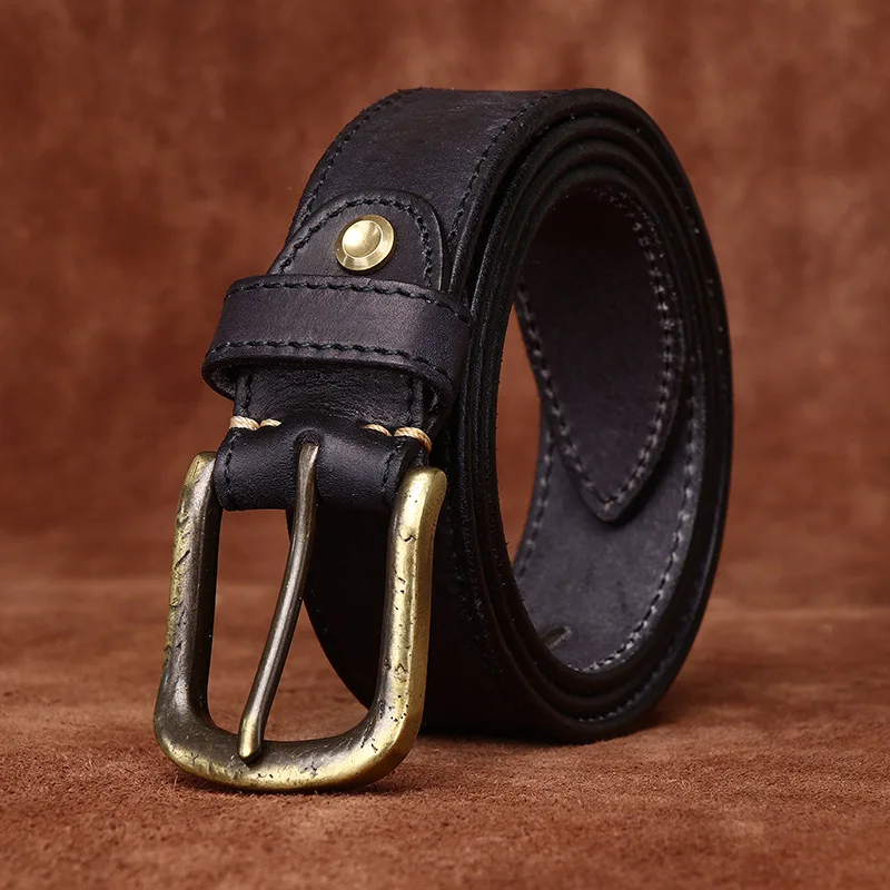 Thickened Men's Belt Thickened Italian Top Layer Cowhide Belt Men's Genuine Leather Pin Buckle Retro Distressed Jeans Belt Men