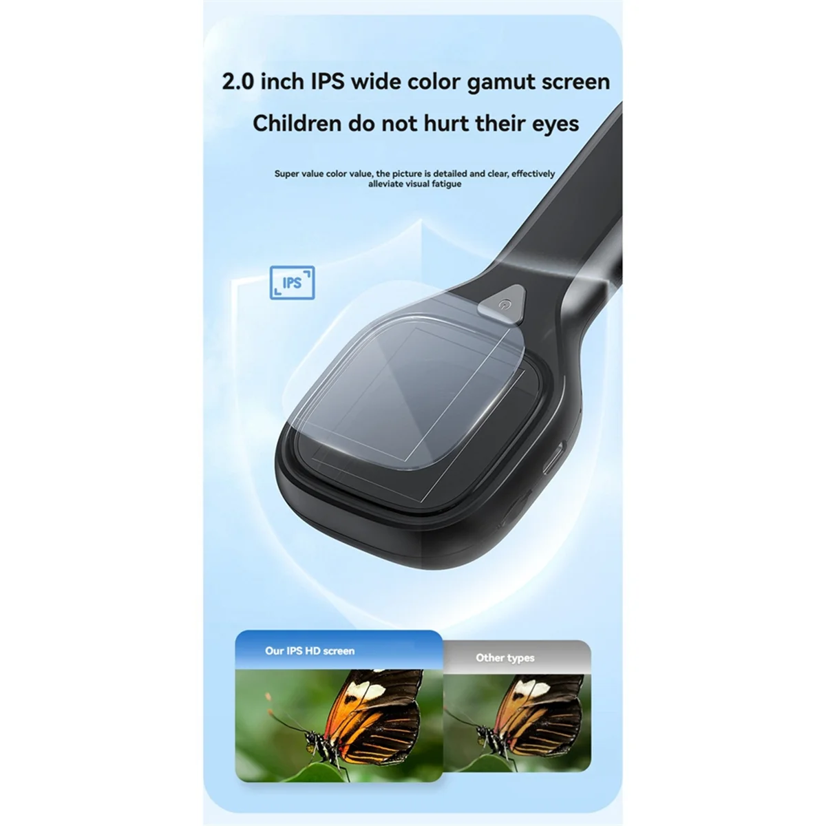 A002 Portable Digital Handheld Microscope Magnifier with LED Lights,Usb 2.0 Inch Screen,Chip Print Textile Inspection White