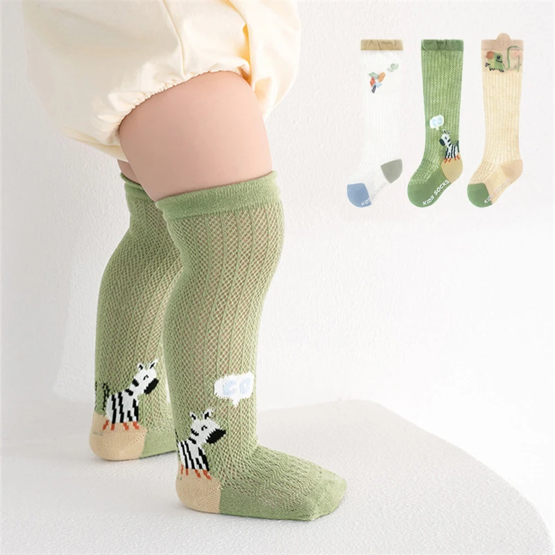 

Lawadka 3Pairs/set Baby Boy Girl Long Socks Summer Mesh Thin Newborn Socks For Girls Boys Print Toddler Knee High Sock 0-3Years