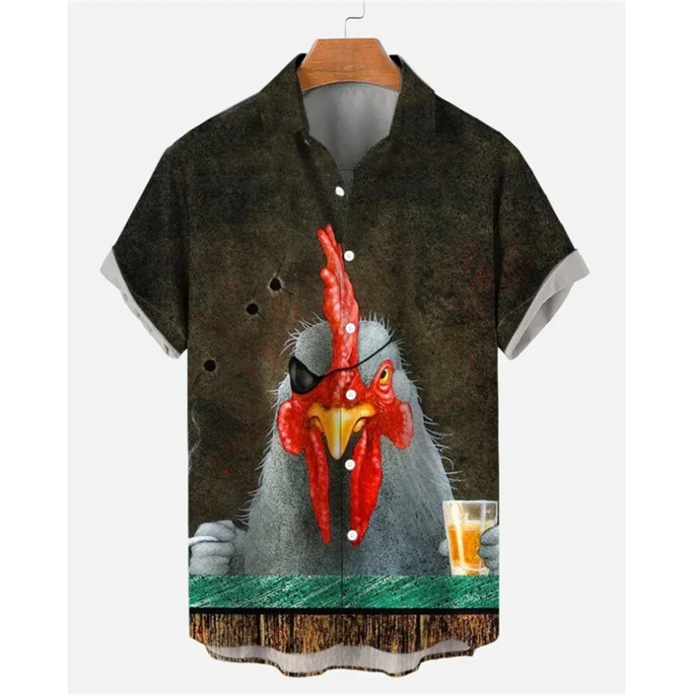 

Animal Men'S Shirt Simple Rooster 3d Print Casual Hawaiian Shirts Man Fashion Daily Shirt For Man Short Sleeves Top Male Clothes