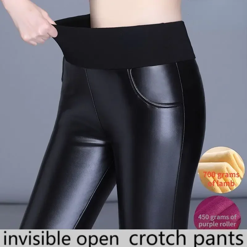 Invisible Seamless Open Crotch Pants  Fleece-lined/thin Extra Thick Outing Date Sex Free Women Winter Leggings