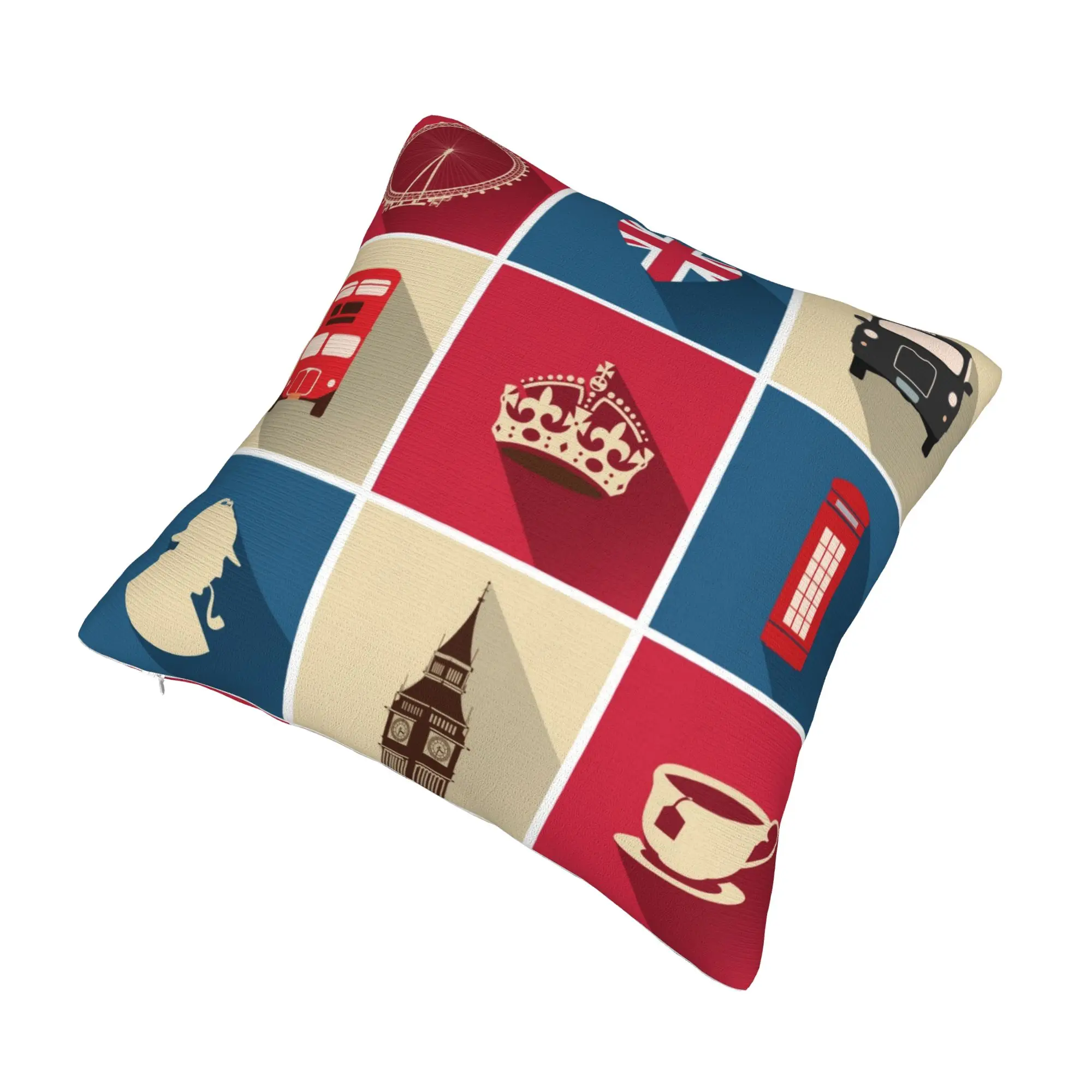 Vintage UK London Symbol Pillow Home Decoration British Flag Red Bus Luxury Cushion Cover Soft Pillowcase
