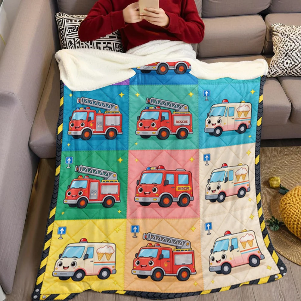 Fire Ice Ambulance Police Flannel Blanket Perfect for Sofa Office Bed Travel Sleep Read Relax Camping Four Season Use