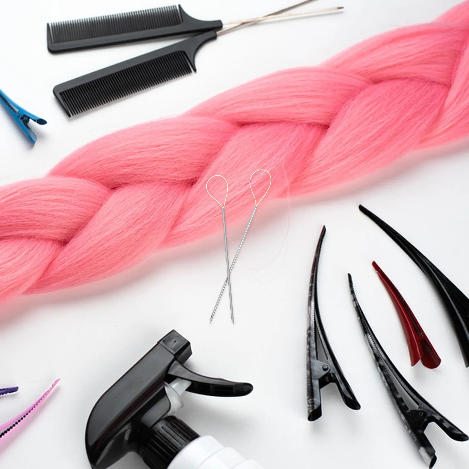 

2Pcs Hair Loop Tool Stainless Steel Pull Needle for Making Braids Bead Stringing Clothing Repair Quick Hair Beader