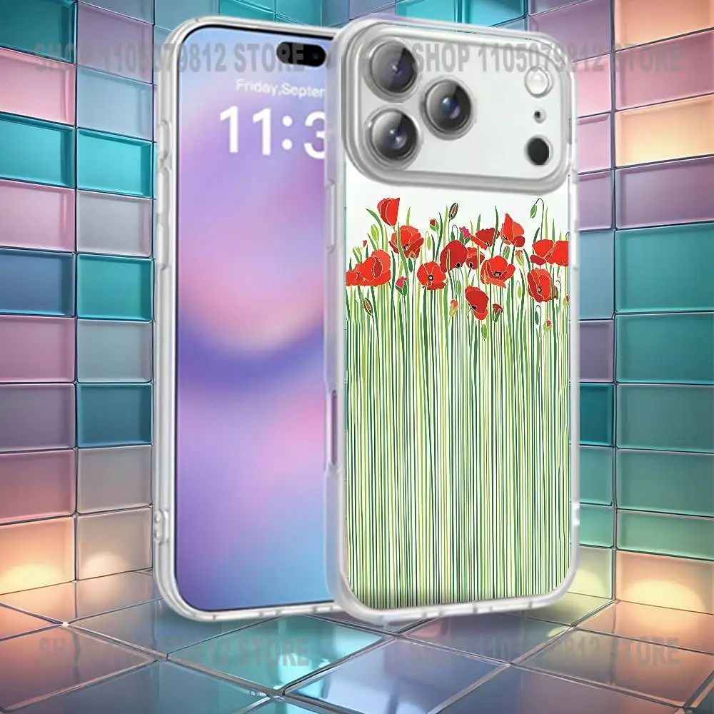 حافظة هاتف Poppy Flower Bloom باللون الأحمر الساخن لهاتف iPhone 16,14,11,17,13,15,12,Air,Plus,Pro,Max,E,Mini Frosted لللاسلكي المغناطيسي #5