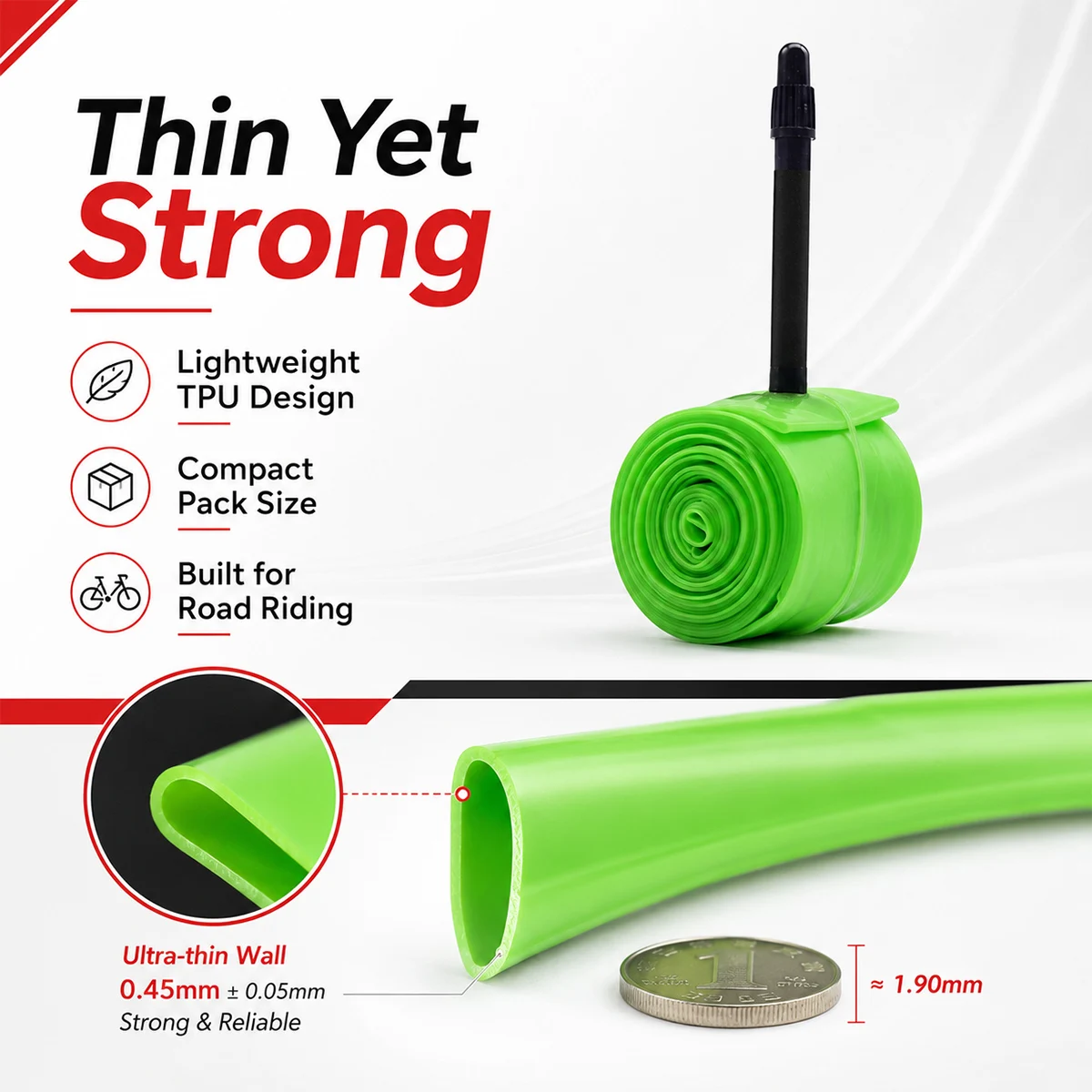 PINMOAP Ultralight TPU Inner Tube 28G Road Cycling Tube 700x18-32C Presta Valve FV45/65/85mm Low Rolling Resistance Bike Tube