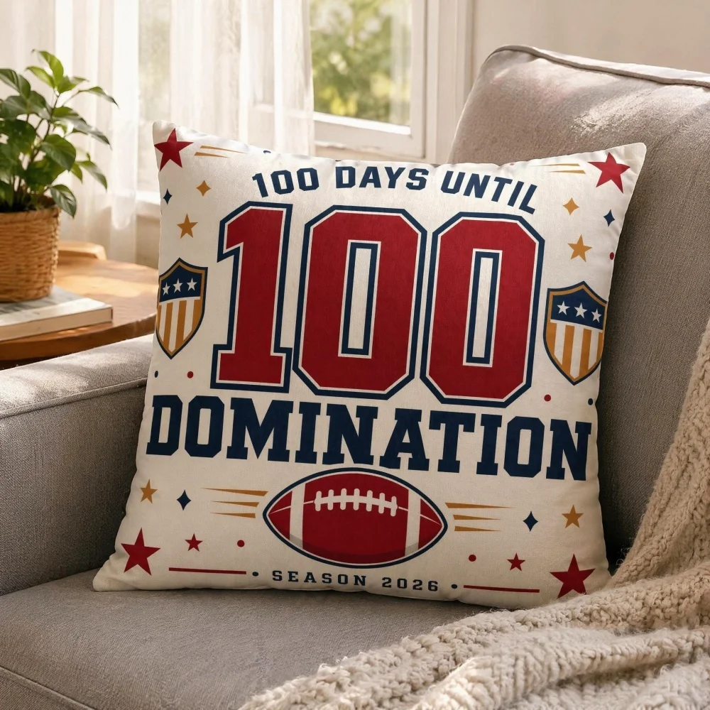 Sports Lover Gift Throw Pillow, Football Print Full Filled Complete Cushion for Living Room Man Cave Sofa Home Decor