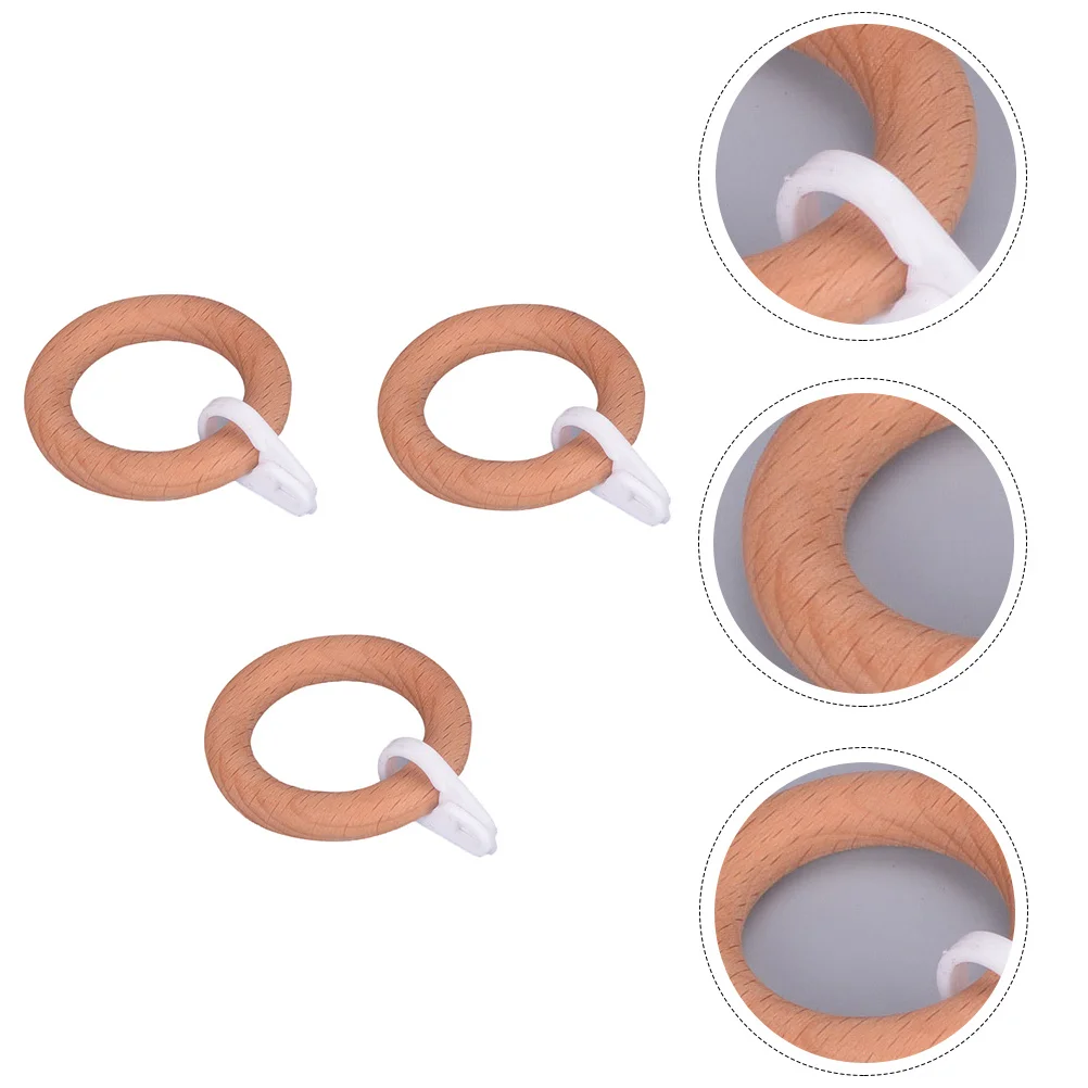 

3Pcs Wooden Curtain Rings Easy Slide Installation for Perfect Room Decoration Solid Wood Rings Curtain Ring Connector