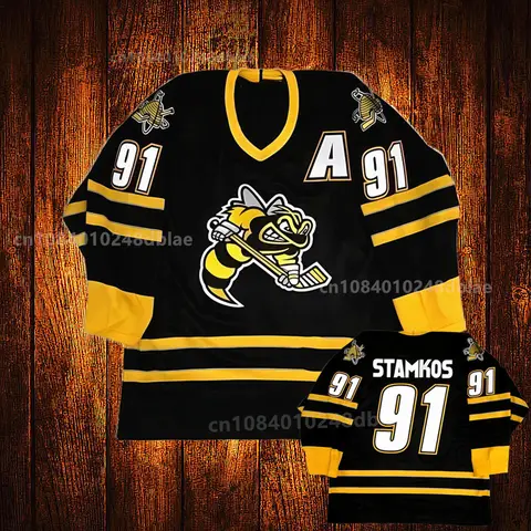 Custom Vintage Sarnia Sting 91 Steven Stamkos Borduurwerk Gestikt Ijshockey Jersey Jeugd Kinderen Volwassen Elke Maat En Naam