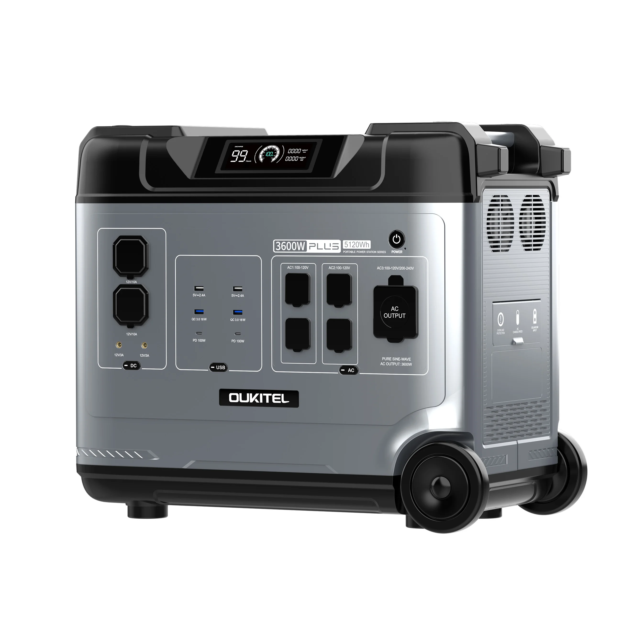 P5000 Plus 5120Wh Portable Power Station, 3600W Solar Generator with 5 AC Outlets (5000W Surge), 1800W AC Fast Charging, 1000W MPPT for Home, Emergency, RV, Outdoor Camping