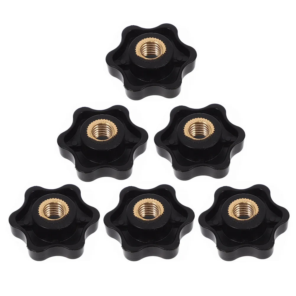 6Pcs Adjustable Plastic Handle Knobs M8 Star Screw Grip Knob Hand Nut for Machinery Furniture Equipment Assembly