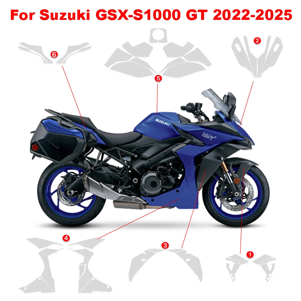For SUZUKI GSX-S1000 GT 2022-2025 TPU Paint Protective Film PPF Motorcycle Self-Healing GSX-S1000GT Paint Protection Transparent