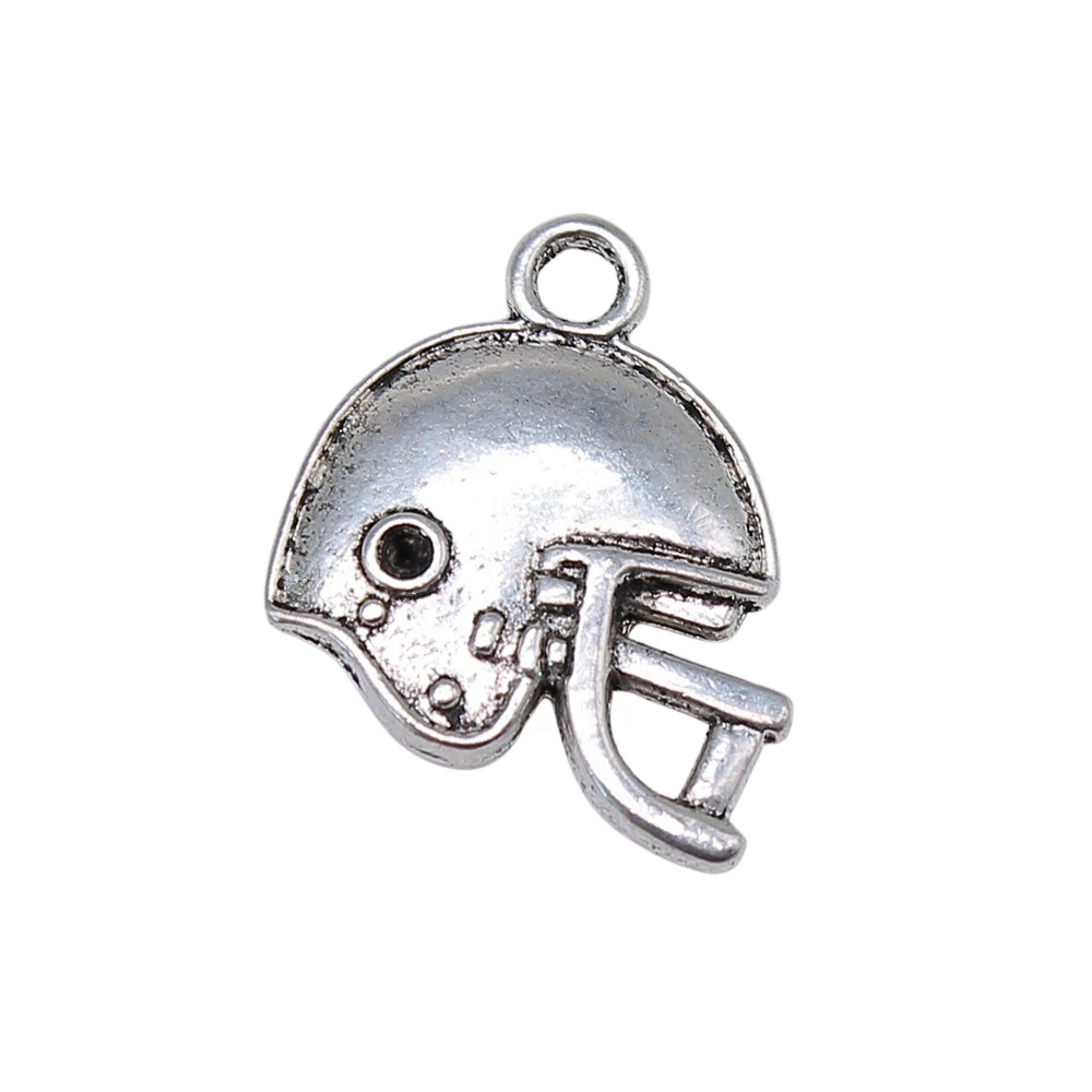 

60pcs 19x17mm Football Helmet Sports Helmet Charms Antique Silver Color For Jewelry Making Charms Jewelry Findings