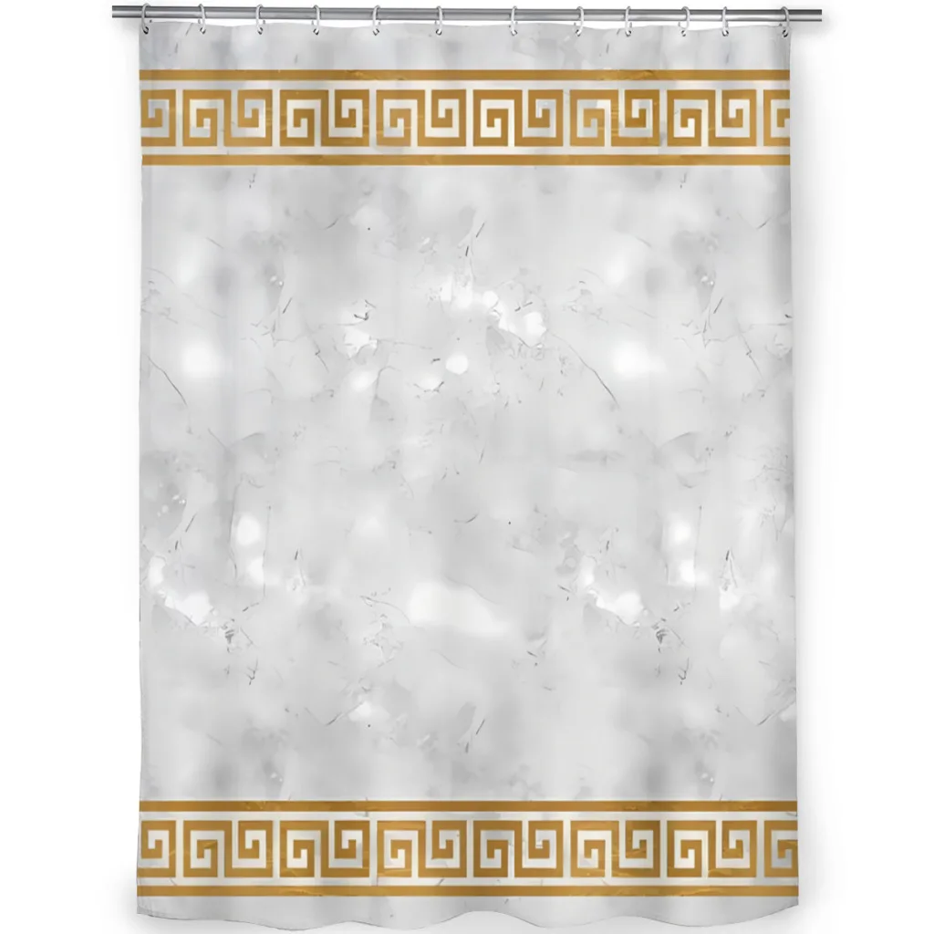 Great Greek Pattern White Bathroom Shower Curtains Ancient Greece Waterproof Partition Unique Home Decor Bathroom Accessories