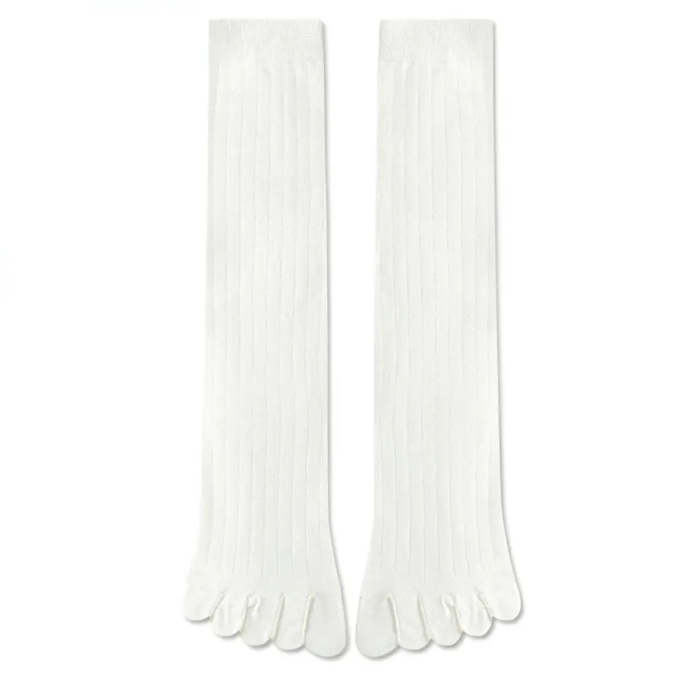 Mens Cotton Five Finger Socks Long Tube Breathable Toe Separator Anti Odor Sweat Wicking Casual Sports Footwear Black Style