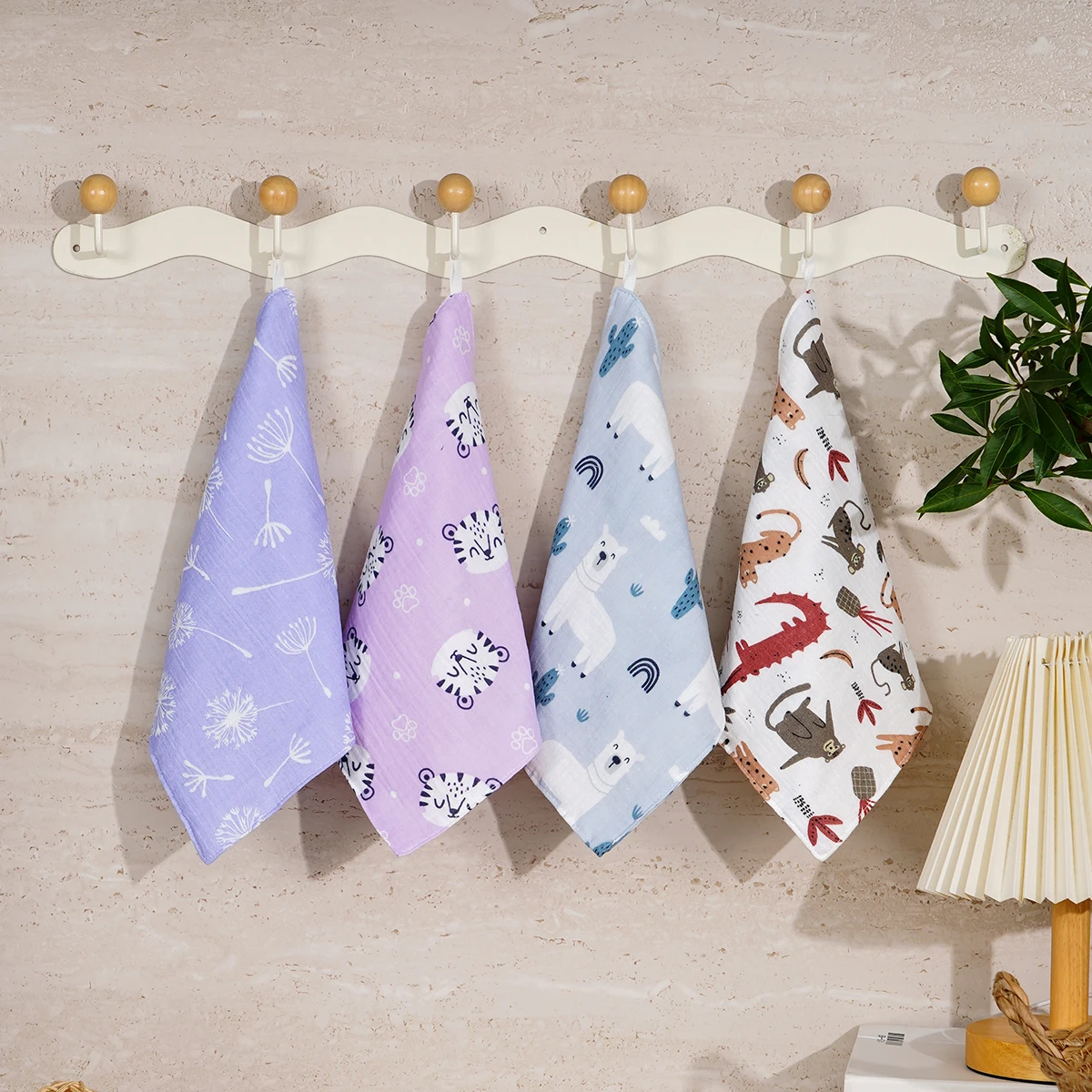 

4pcs Pack 100% Cotton Breathable Baby Muslin Towel Newborn Burp Cloth Breathable Infant Face Towels For Boys Girls Size 25x25cm