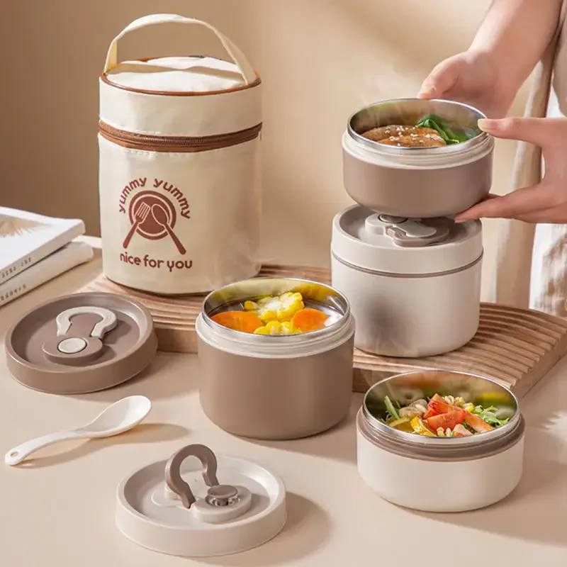 

350ml/650ml Insulated Food Jar, Stainless Steel Thermos Soup Cup, Portable Lunch Box