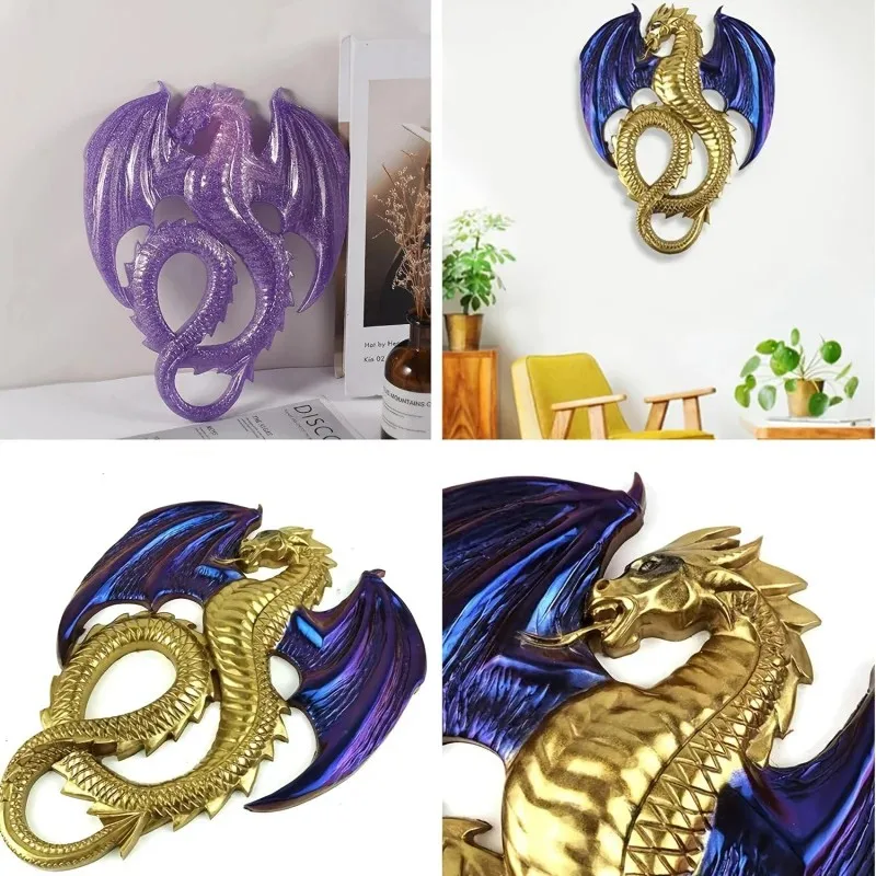 3D Dragon Silicone Mold for Resin Casting Purple and Blue Dragon Pattern,Reusable Flexible Mold,for DIY Wall Hanging Decoration