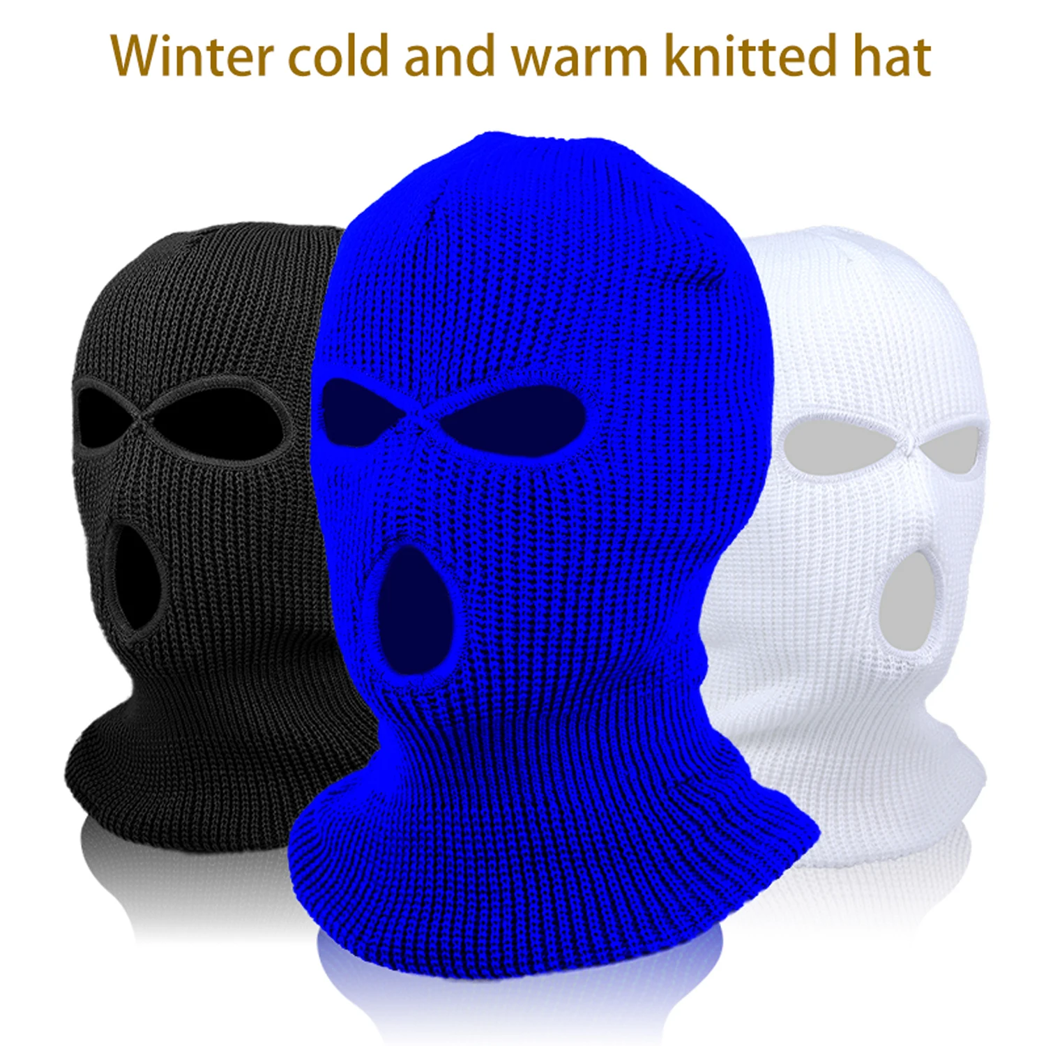 1PC 3 Holes Balaclava Full Face Cover Ski Mask Hat Army Tactical CS Windproof Knit Beanies Bonnet Winter Warm Unisex Caps Gifts