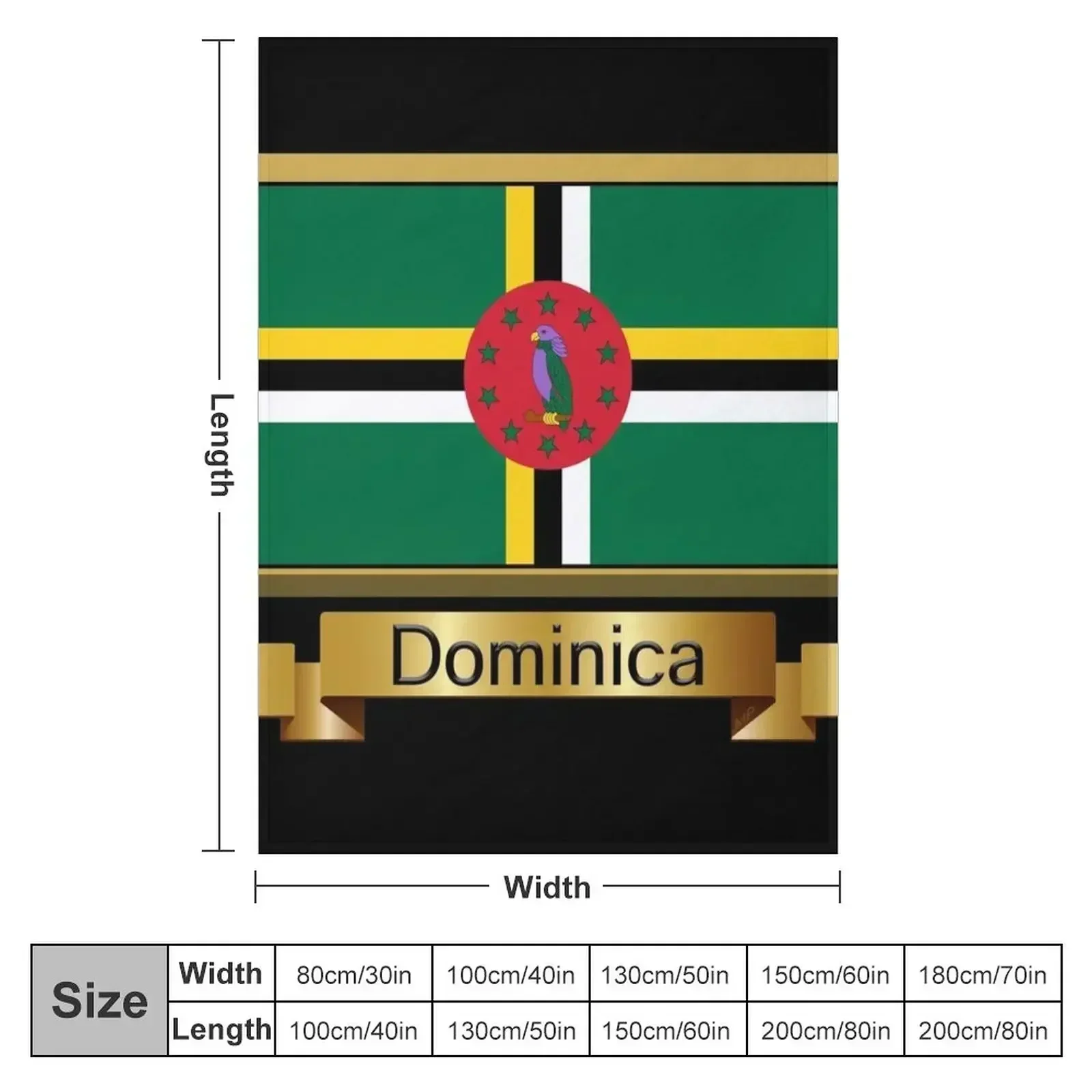 Dominica Flag Gifts, Stickers & Products - Named Throw Blanket Travel Tourist Bed Blankets